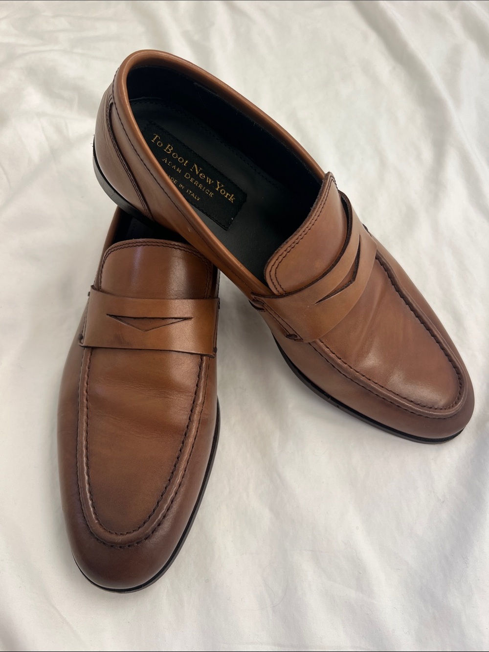 To Boot Tan Leather Penny Loafers